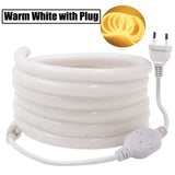 LED Strip Light 220V 230V 240V Flexible Round Tube Neon LED Tape SMD2835 120LEDs/M 14MM Waterproof LED Neon Sign Rope EU Plug