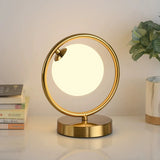 Modern LED Table Lamps Brass Galss Lights Bedside Reading Desk Lamp Fixture Bedroom Hotel Home Decor Round Ring Desk Lights