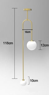 Nordic bedroom bedside restaurant pendant lamp bar simple living room background wall led creative glass ball brass lamp