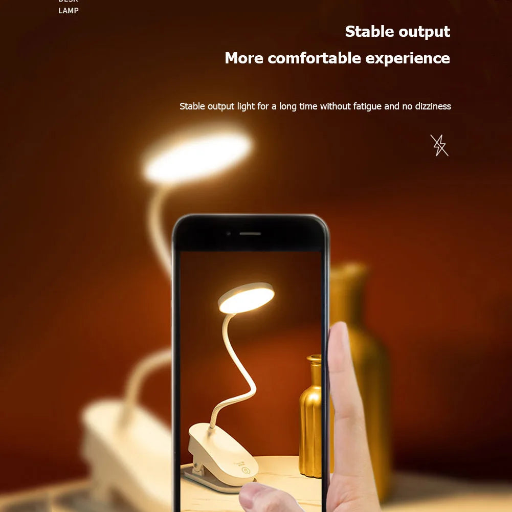 5V USB Powered LED Desk lamp Flexible Reading Book lights Eye Protect Rechargeable Table Lamp with Clip for Home Bedroom Study
