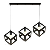 Nordic Style 3 in 1 Pendant Lights Creative Geometric Lamp Shade Cube E27 Base Metal Hanging Light Square Ceiling Lighting Decors