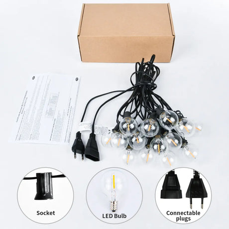 30M LED Fairy String Light Globe Party Garland G40 Patio Light Warm White Clear Vintage Bulb Chain For Outdoor Backyard Decorate