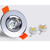Aluminum Round LED Recessed Downlight (1W/3W, AC90–260V / DC12V) - Dimmable Spotlight with Driver (50mm Cutout)