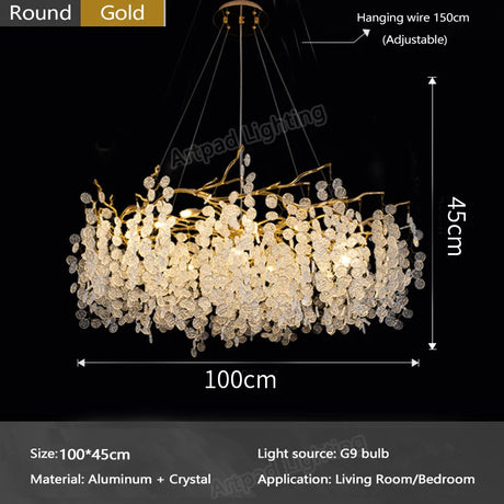 Crystal Ceiling Chandelier Led Luxury Indoor Lighting Home Decoration For Living Room Bedroom Large Hanging Chandeliers Gold