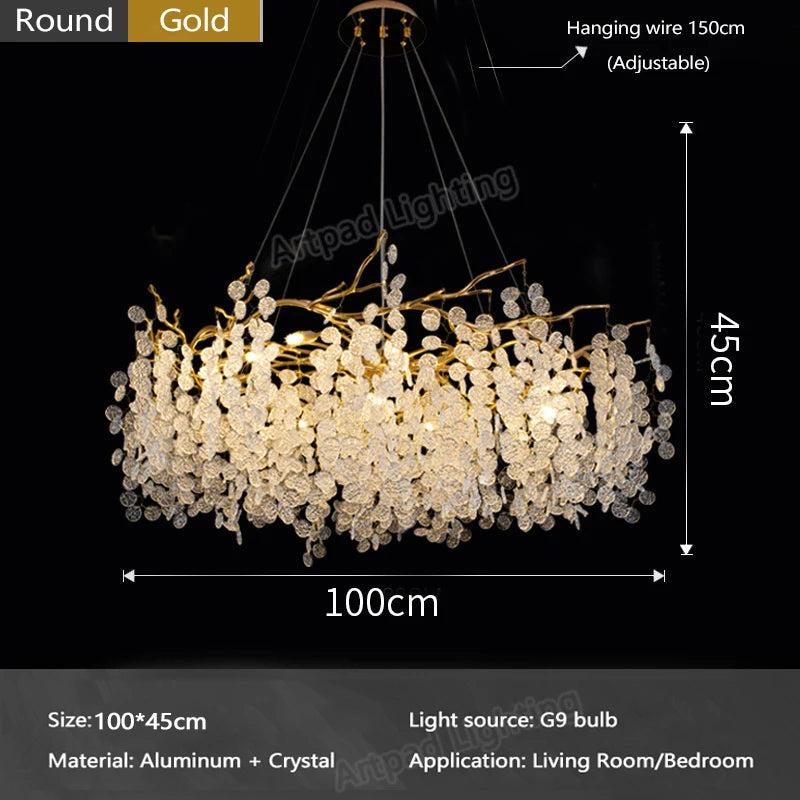 Crystal Ceiling Chandelier Led Luxury Indoor Lighting Home Decoration For Living Room Bedroom Large Hanging Chandeliers Gold