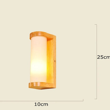 Japanese Decoration Wall Wood Lamp Glass Lampshade Bedroom Entrance Aisle Indoor Home Lights E27 LED Nordic Bedside Wall Light