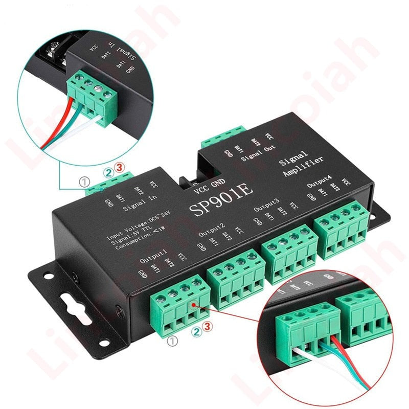 Signal Amplifier Repeater for WS2812B WS2811 WS2813 RGB Addressable LED Pixel Strip Programmable Matrix Panel Light