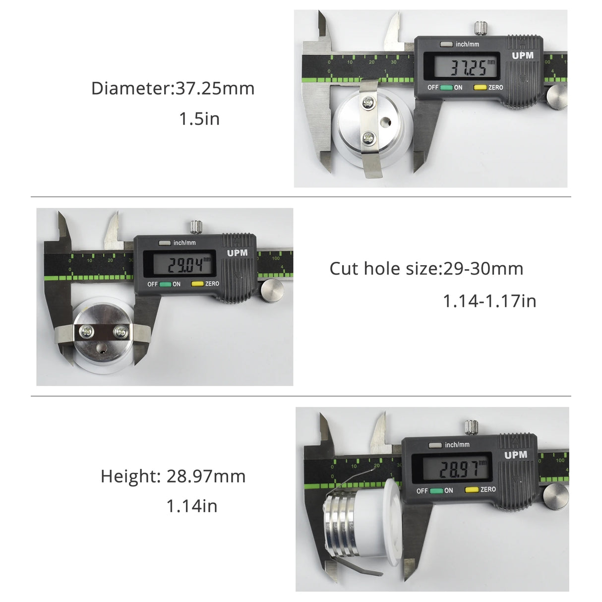 Mini LED Spot Downlights COB 3W 270lm 110V 220V Dimmable Cabinet Light Black White Silver Finish Aluminum Cut Hole 30mm