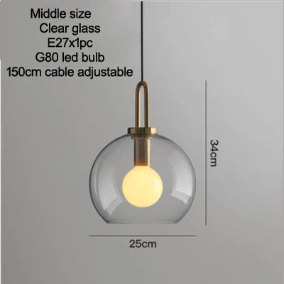Smoke Grey  Sphere glass hanging lamp Transparent Cylindrical Edison glass pendant lighting Simple lines pendant lamp droplight