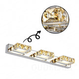 Square LED Mirror Light Bathroom Cosmetic room Round Crystal Wall Lamps 2-4head Stainless Steel indoor Lighting fixture