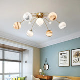 Chandelier For Kids LED Planet Chandelier Living Room Children Kids Room Chandelier Indoor Home Glass Ball Chandelier Kids' Lamp