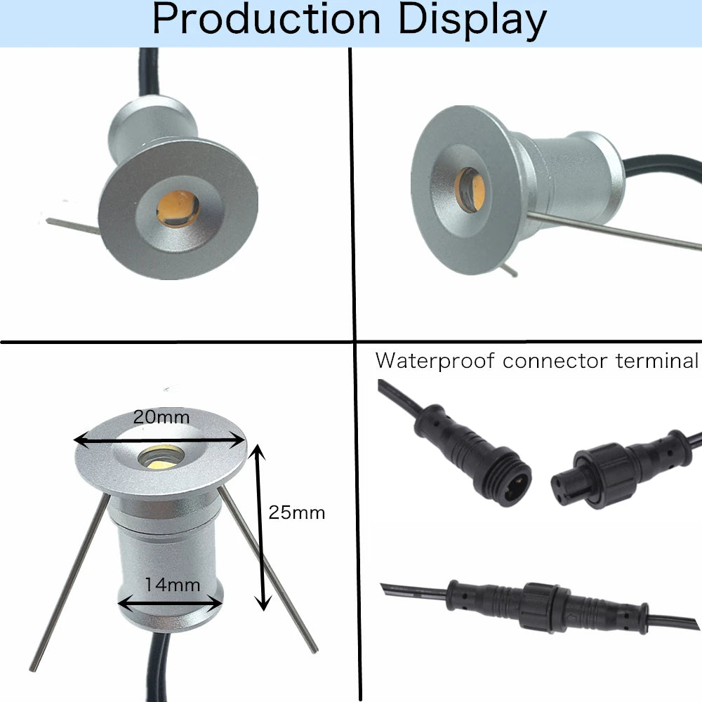 Outdoor 15MM LED Deck Light with Driver 12V Underground Lamp 1W Garden Stair Pathway Yard Landscape Lights Waterproof Spot Light