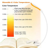 USB Rechargeable Clip-On Book Light 3 Color Book Lamp Adjustable Brightness Reading Lamp for Kids Sleep Aid Lights for Kindle