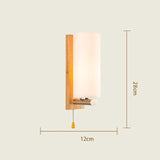 Japanese Decoration Wall Wood Lamp Glass Lampshade Bedroom Entrance Aisle Indoor Home Lights E27 LED Nordic Bedside Wall Light