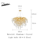 Postmodern Art Gold Crystal Led Chandeliers Luxury Dining Room Lamps Villa Living Room Bedroom Hotel Indoor Lighting Suspension