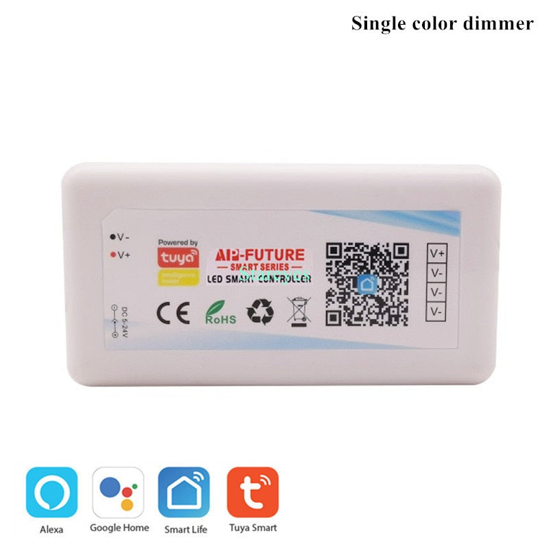 Wi-Fi Smart Controller Tuya Alexa Google Home Voice DC5-24V Single color Dimmer CCT RGB RGBW RGBCCT 5 in 1 LED Strip APP 2.4G RF