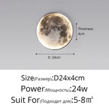 3D Moon Wall Sconce - Dimmable Indoor LED Decor Light for Hallway & Coffee Bar