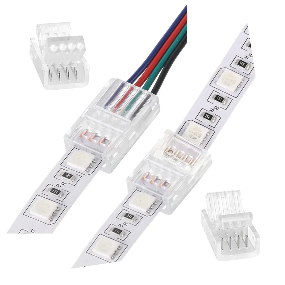 5PCS 2/3/4 Pin Solderless Connector 8mm 10mm For Led Strip Single Color/RGB/WS2811 Neon Light Quick Connectors Pins Accessories