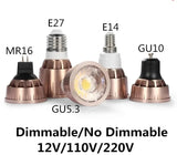 Super Bright Dimmable GU10/GU5.3/E27/MR16 COB 9W 12W 15W LED Bulb Lamp 85-265V 12V spotlight Warm White/Cold White led light