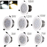 3W 5W 7W 9W 12W 15W 18W Dimmable LED Recessed Ceiling Down Light White Lámpara 220V 110V Home Downlight Spotlight Energy Saving