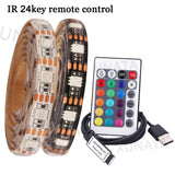 5V USB LED Strip RGB Light 5050 24key / 44key Remote Control Kit USB Power Waterproof Flexible Led Tape Adhesive TV Backlights