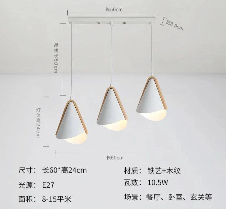 Nordic Lamp Bar Dining Room Chandelier Modern Simple LED Bedroom Light Porch Solid Wood Small Meal Crane
