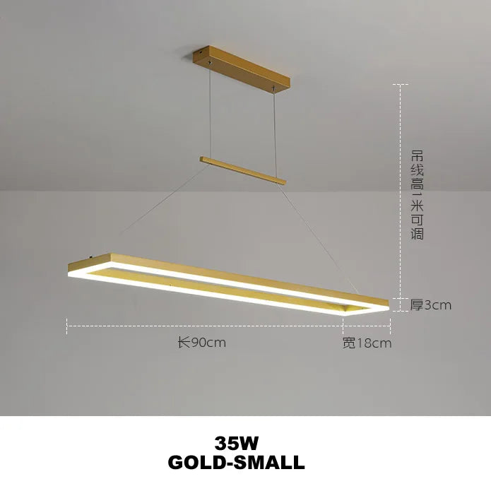 Rectangular chandelier Aluminum LED deco design Nordic style lamp Acrylic for Indoor bedroom Kitchen Island gold chandelier