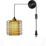 Industrial Metal Wire Cage Pendant Light Plug In Vintage Edison Swag Hanging Light with On/off Switch Pendant Lighting (Gold)