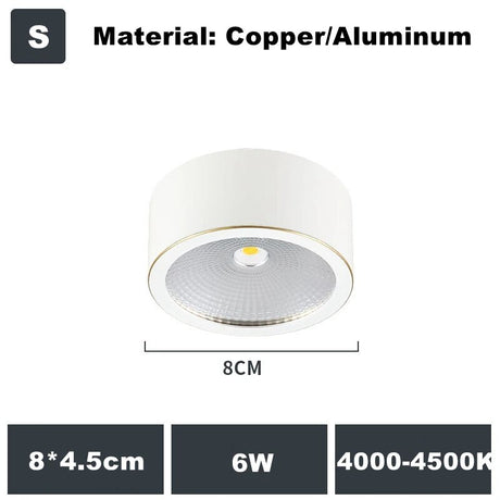 Full Copper 220V LED Ceiling Downlight Nordic Hallway Corridor Porch Surface Mounted Brass 6W 8W 10W Spot Light Fixture