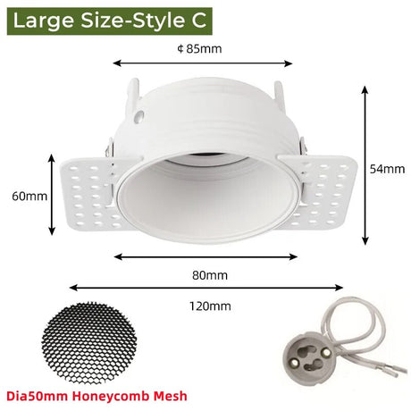 Frameless Recessed LED Ceiling Downlight Adjustable Mount Frame Socket GU10/MR16/MR11 Bulb Holder Spot Lighting Fitting Fixture