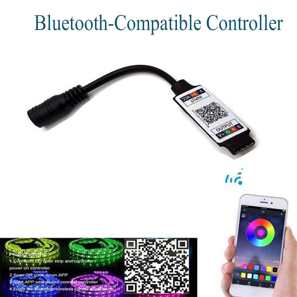 App Smart Bluetooth-compatible Controller LED RGB Controller, 24key IR USB remote  for SMD 2835 5050 RGB LED Strip Lights
