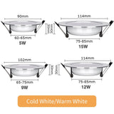 10PCS LED Downlight Recessed Ceiling Lamp 5W 9W 12W 15W Three-color dimmable/Cold white/Warm white led Spotlight AC 220V