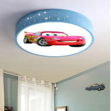 Cartoon Car Round LED Ceiling Light (Dimmable with Remote) - Modern Flush Mount Ceiling Lamp Fixture for Kids Bedroom, Nursery, Playroom & Corridor