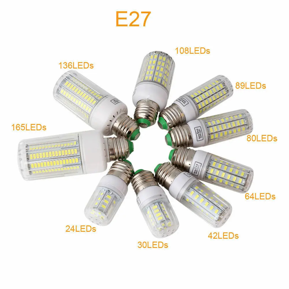 LED Corn Light Bulbs E27 Screw Base SMD 5730 7W 12W - 30W 45W Ultra Bright Home Chandelier Table Lamp 30 42 - 136 165LEDs 220V