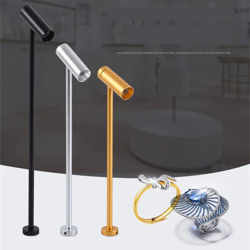 LED Spotlight 3W 12V Jewelry Display Lamp 10/20/30cm Post Lamp Phone Store Showcase Desktop Lights Rotatable 220V Upright lamp