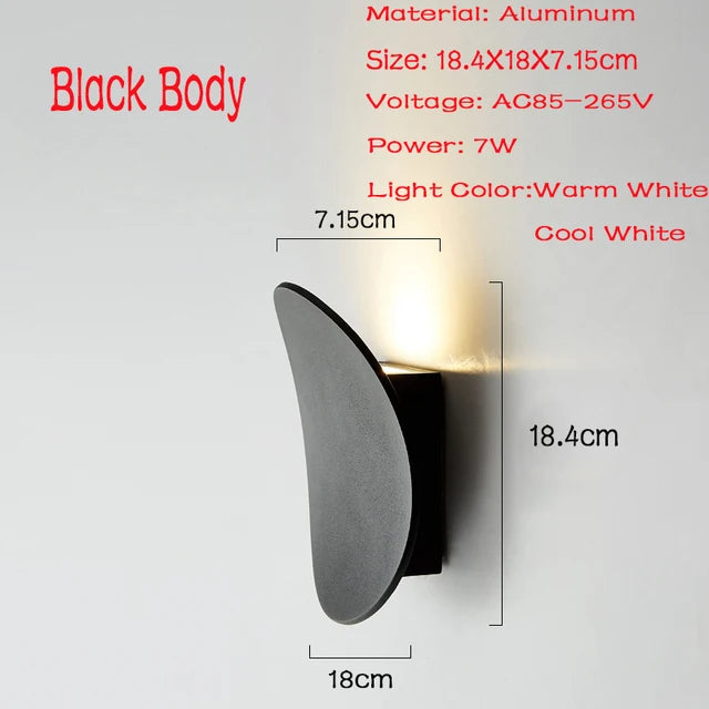 7W Modern Interior LED Wall Lamp - Brushed Gold, Black & White Aluminum Sconce Light for Living Room & Bedroom Bedside