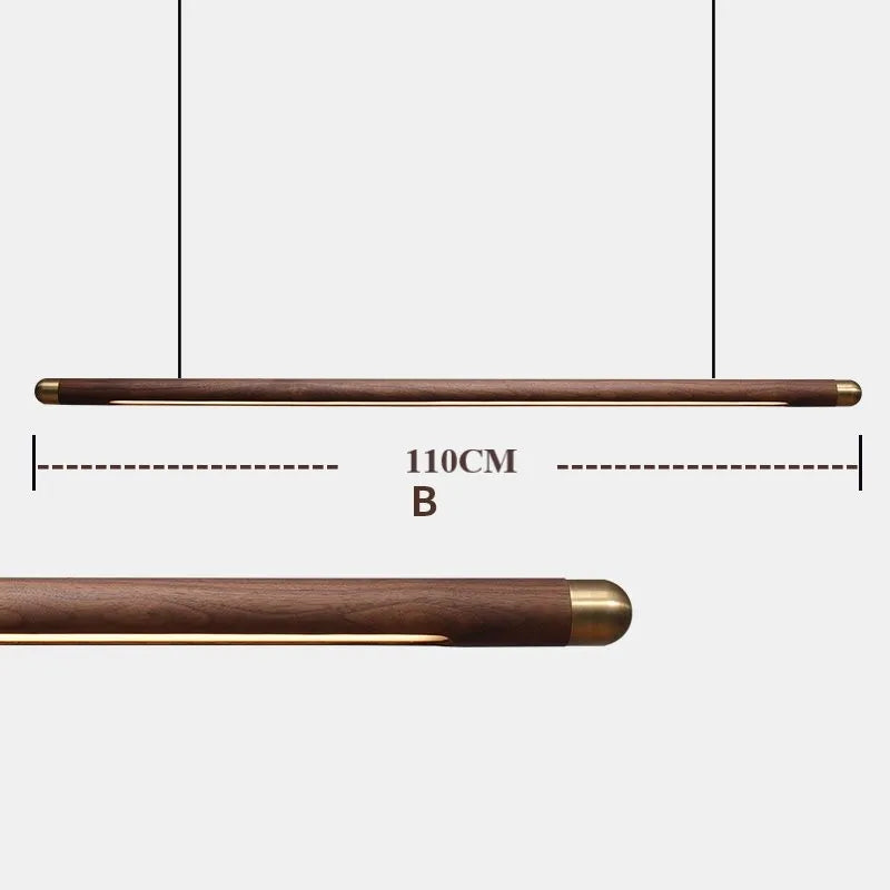 Designer Nordic Restaurant Bar Wood Pendant Lights Black Walnut Minimalist Long Strip Led Hanglamp Home Decor Dining Room Lights