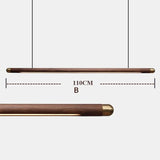 Designer Nordic Restaurant Bar Wood Pendant Lights Black Walnut Minimalist Long Strip Led Hanglamp Home Decor Dining Room Lights
