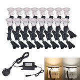 16-Pack LED Deck Light Kit 12V - IP67 Waterproof Underground Garden Landscape Lamp