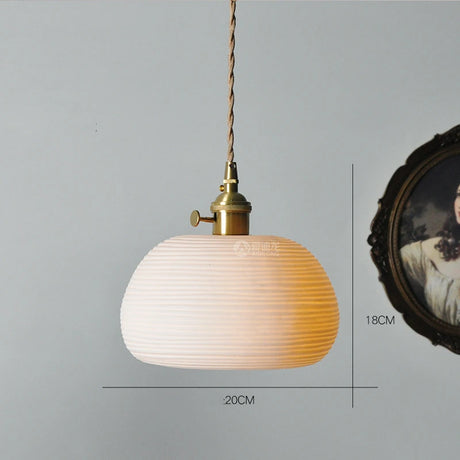 Nordic White Ceramic LED Pendant Lights Fixtures Knob Switch For Bedroom Dinning Living Room Modern Copper Hanging Lamp