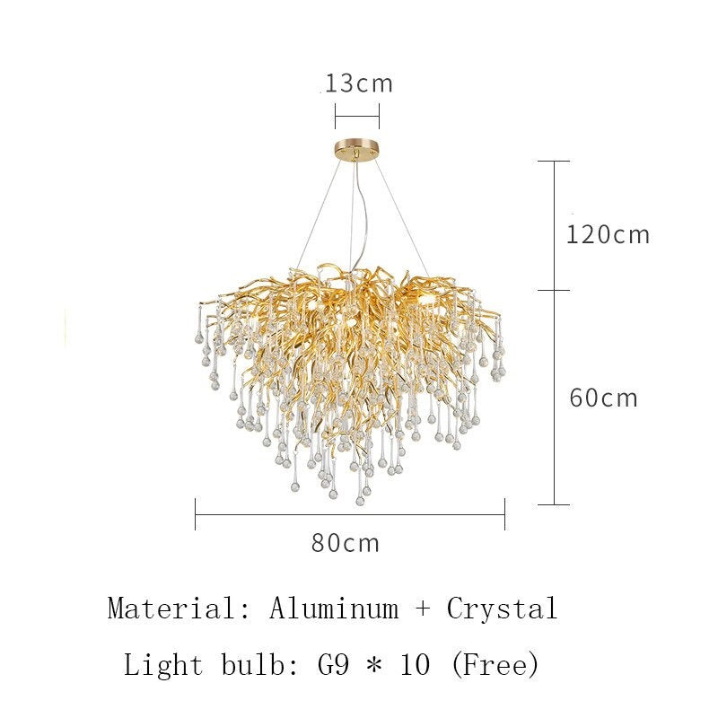 Postmodern Art Gold Crystal Led Chandeliers Luxury Dining Room Lamps Villa Living Room Bedroom Hotel Indoor Lighting Suspension