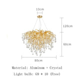 Postmodern Art Gold Crystal Led Chandeliers Luxury Dining Room Lamps Villa Living Room Bedroom Hotel Indoor Lighting Suspension