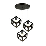 Nordic Style 3 in 1 Pendant Lights Creative Geometric Lamp Shade Cube E27 Base Metal Hanging Light Square Ceiling Lighting Decors