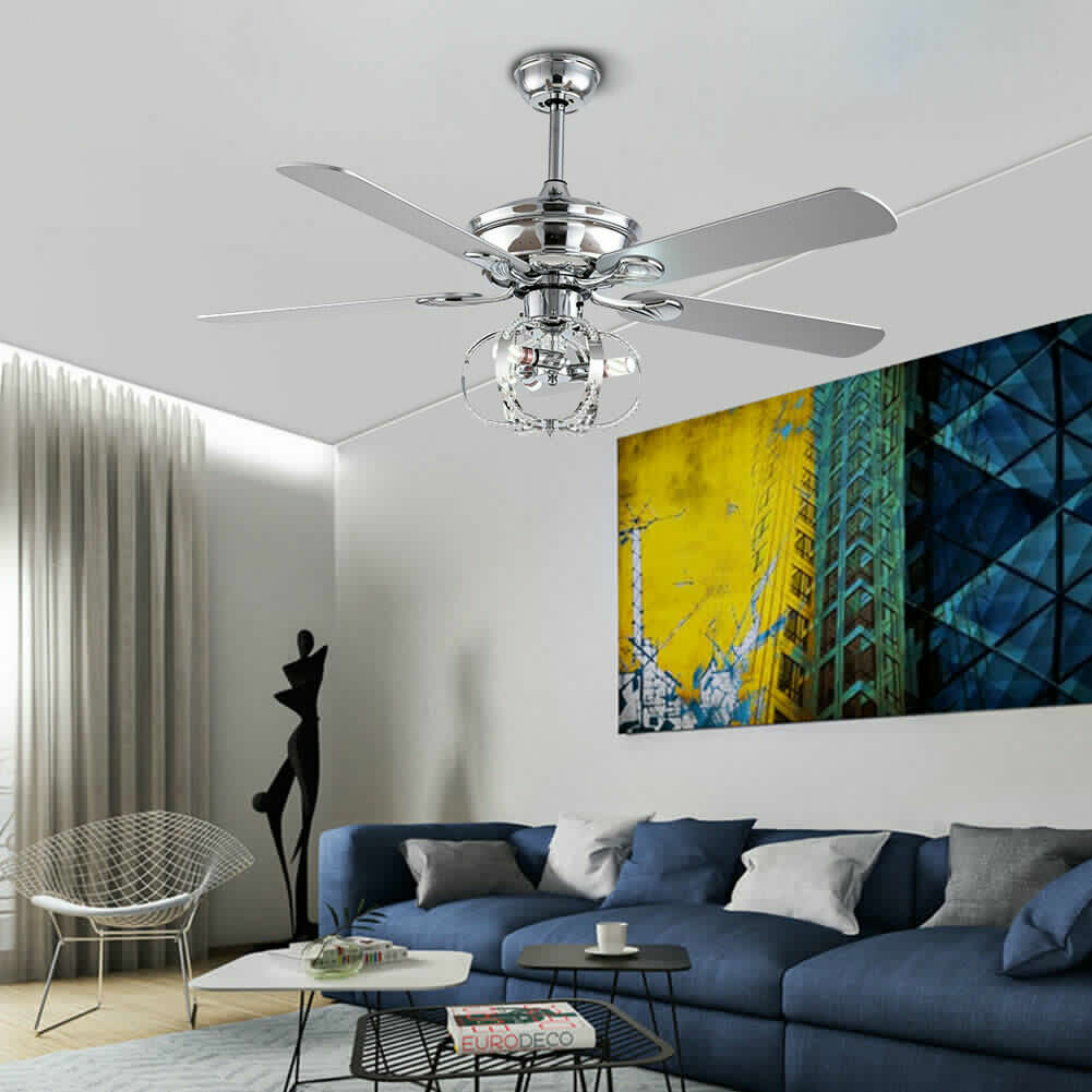Reversible Blades Chandelier Ceiling Fan Lights 3 Speed Sets Pendant Lamp Remote Control for Living Room