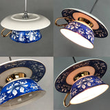 Chinese Style Blue Flower Cup Pendant Lights Dining Room Hanging Lamp Kitchen Indoor Lighting Fixtures Home Decors Loft Luminaire
