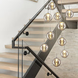 2026 New Modern Glass Ball Chandelier Lustre Living Room Staircase Light Spiral Light G4 Led Hotel Chandelier Villa Lighting