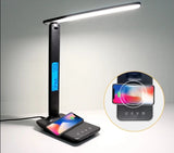 10W QI Wireless Charging LED Desk Lamp With Calendar Temperature Alarm Clock Eye Protect Study Business Light Table Lamp