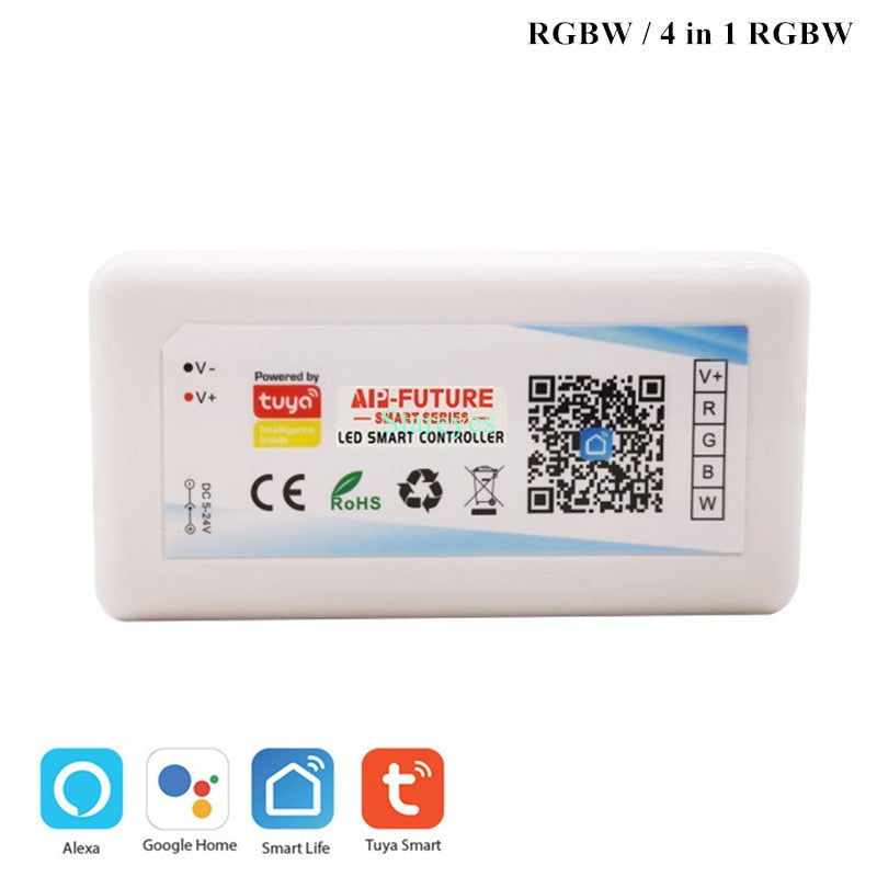 Wi-Fi Smart Controller Tuya Alexa Google Home Voice DC5-24V Single color Dimmer CCT RGB RGBW RGBCCT 5 in 1 LED Strip APP 2.4G RF