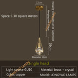 Bedroom bedside Pendant lights Modern luxury Copper Crystal Kitchen Restaurant Island Lighting Dining room Suspension luminaire