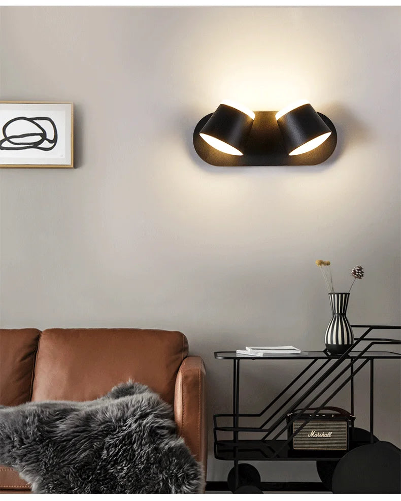 Nordic Rotatable LED Wall Sconce Lamp - Modern Minimalist Wall Light for Bedroom Bedside Reading, Bathroom, Aisle & Hotel Decor